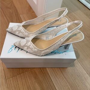 Betsy Johnson sling back embellished heels. Size 8.5